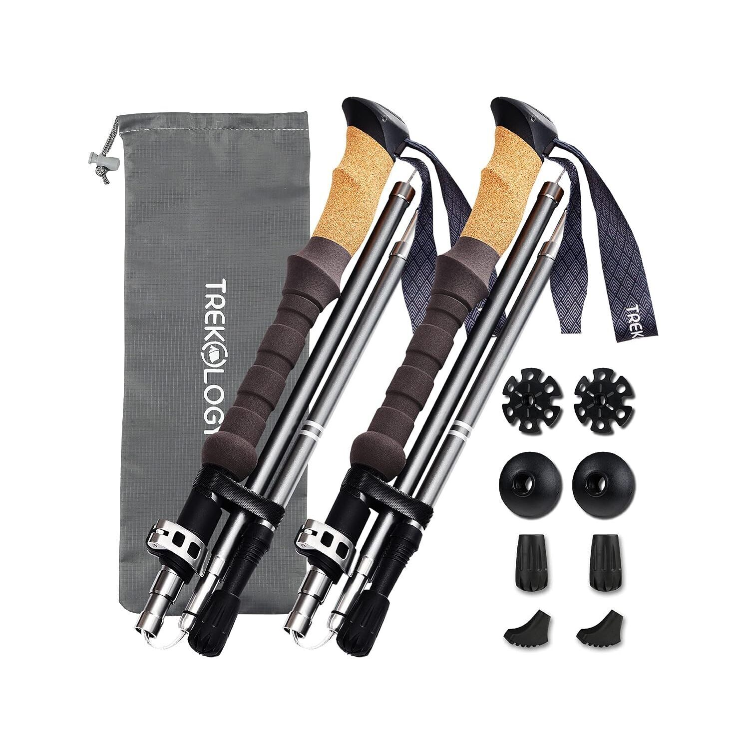 Trek-Z Cork Grip Trekking Poles Lightweight Folding Hiking Poles